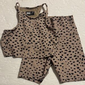 Beach Riot Tan and Black Spotted Set